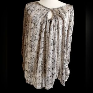 Snake Print Blouse with Keyhole Neckline